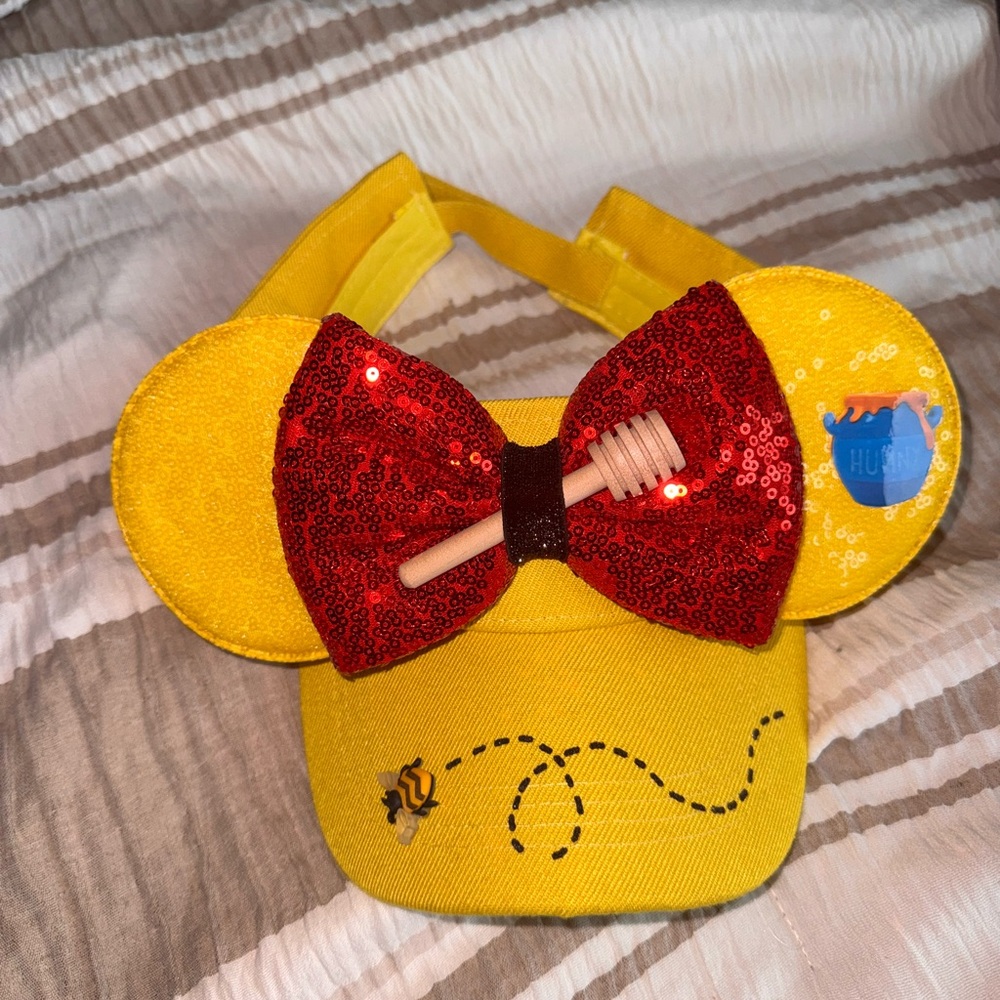 Disney Yellow and Red Sequin Bow Hat